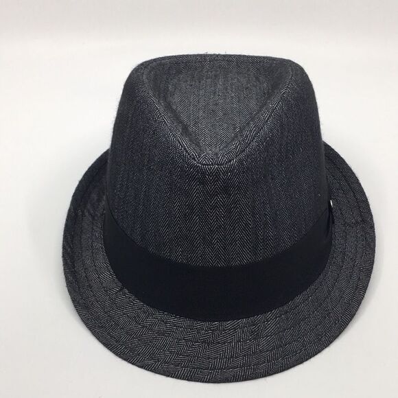 All American Stetson fedora hat black and gray chevron polyester Sz Small/Medium - Picture 16 of 16
